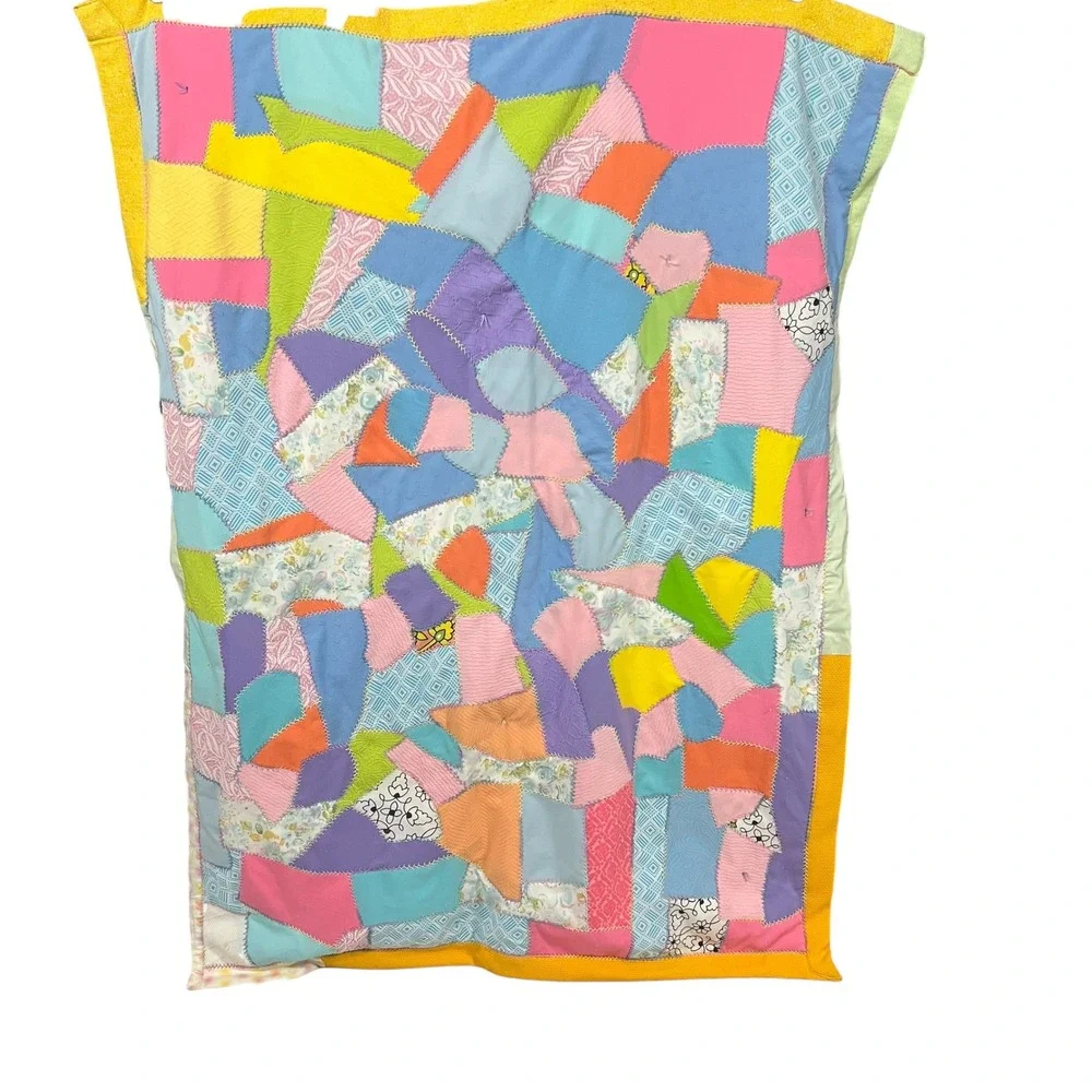 Vintage Pastel Floral Patchwork Quilt Throw 50x62‎